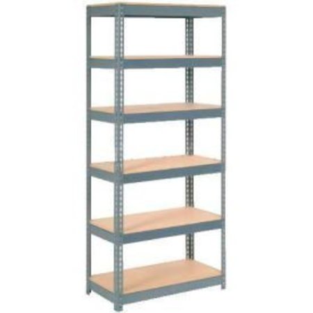 GLOBAL EQUIPMENT Extra Heavy Duty Shelving 36"W x 12"D x 96"H With 6 Shelves, Wood Deck, Gry 717367